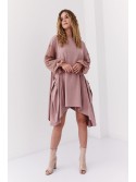 Asymmetrisches Oversize-Kleid mit transparenten Cappuccino-Ärmeln FK615 – Online-Shop – Boutique